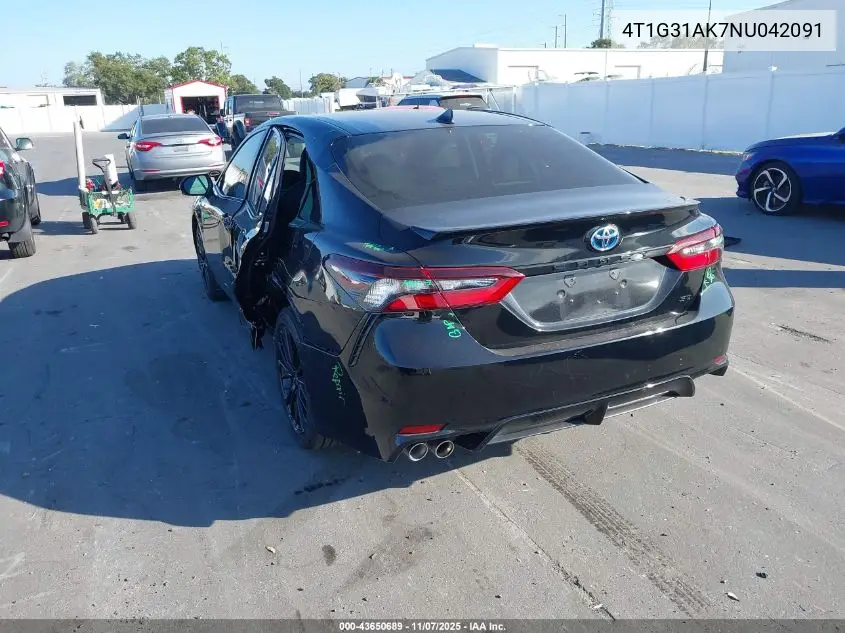 4T1G31AK7NU042091 2022 Toyota Camry Nightshade Edition Hybrid