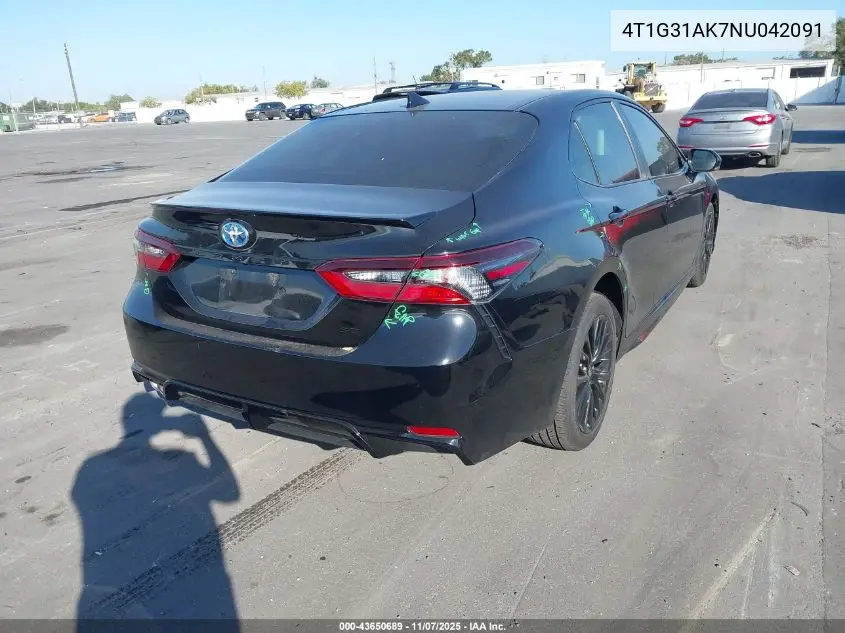 4T1G31AK7NU042091 2022 Toyota Camry Nightshade Edition Hybrid