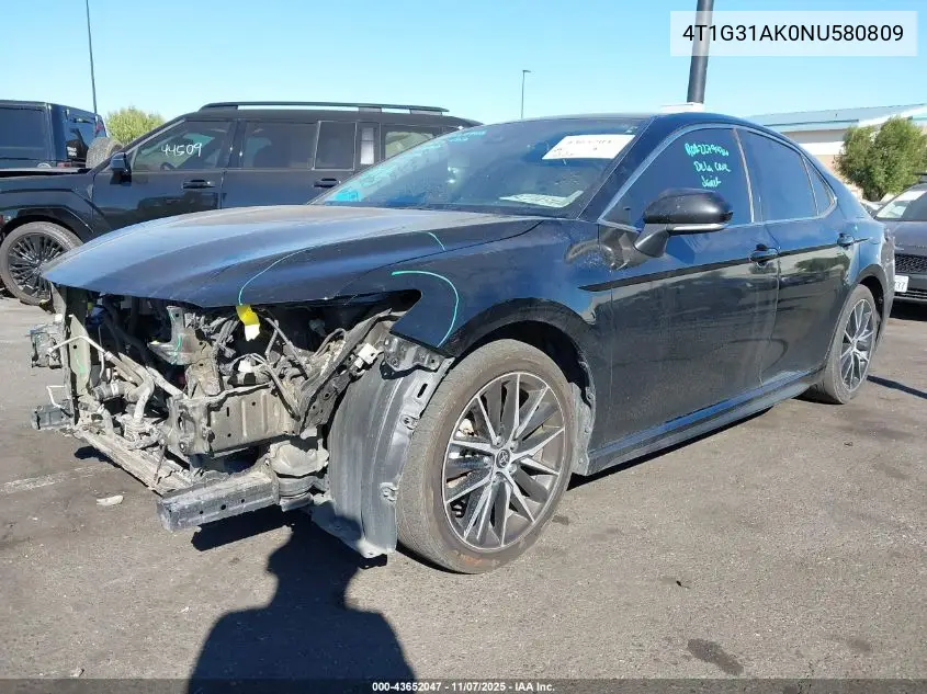 4T1G31AK0NU580809 2022 Toyota Camry Se Hybrid