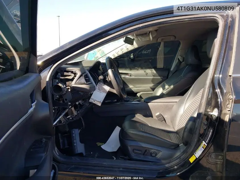 4T1G31AK0NU580809 2022 Toyota Camry Se Hybrid
