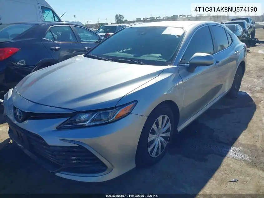4T1C31AK8NU574190 2022 Toyota Camry Le Hybrid