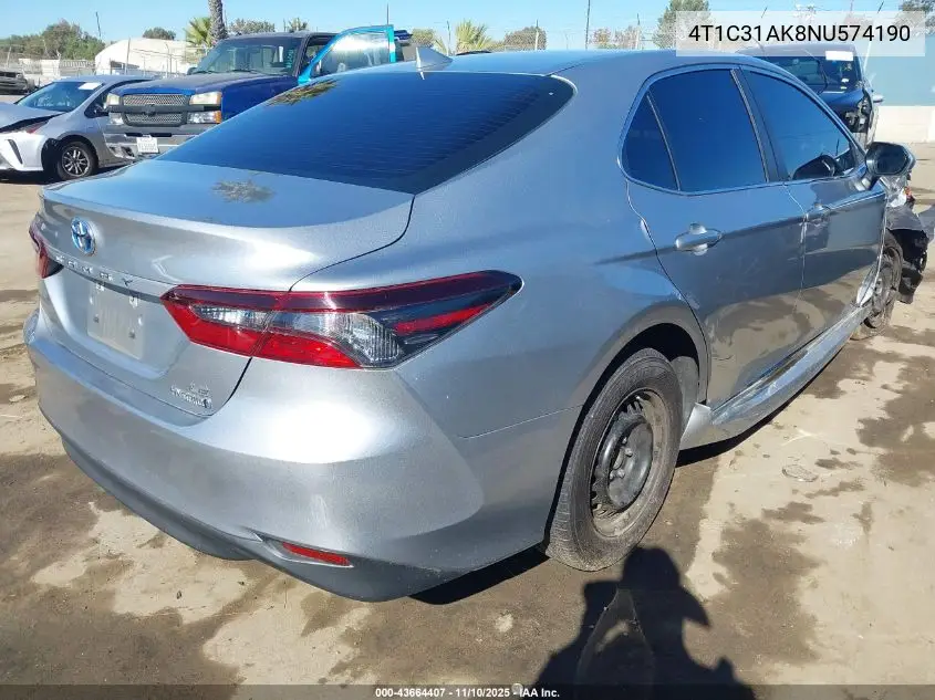 4T1C31AK8NU574190 2022 Toyota Camry Le Hybrid