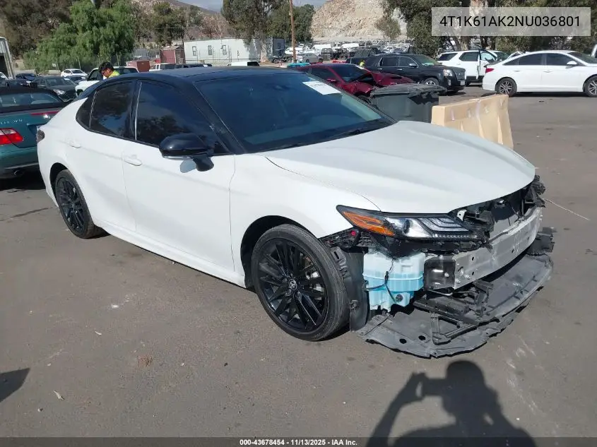 4T1K61AK2NU036801 2022 Toyota Camry Xse