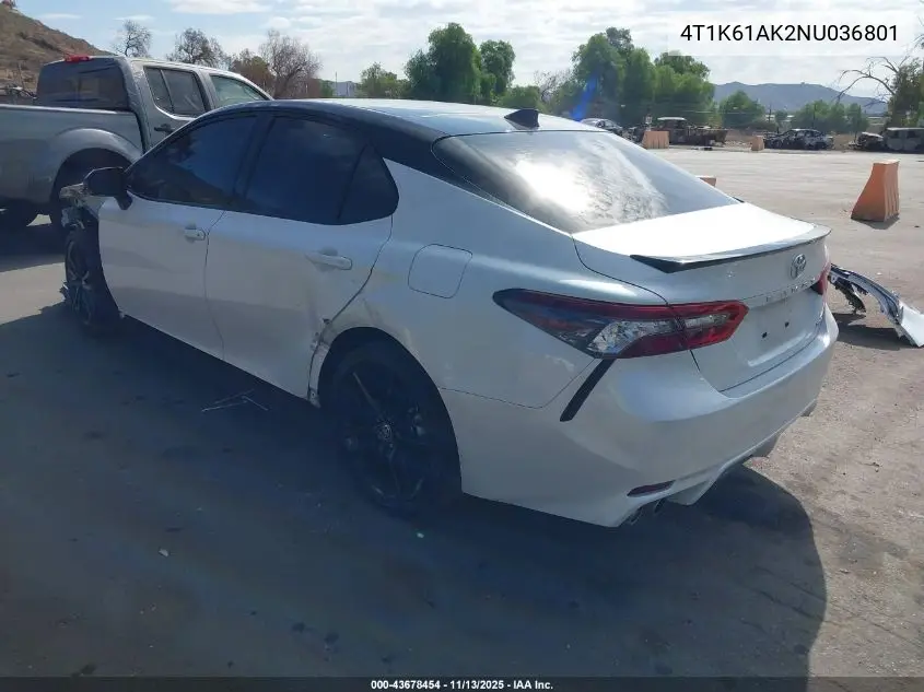 4T1K61AK2NU036801 2022 Toyota Camry Xse