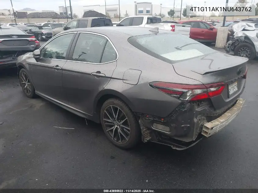 4T1G11AK1NU643762 2022 Toyota Camry Se