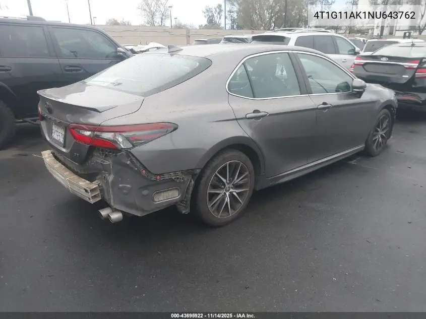 4T1G11AK1NU643762 2022 Toyota Camry Se