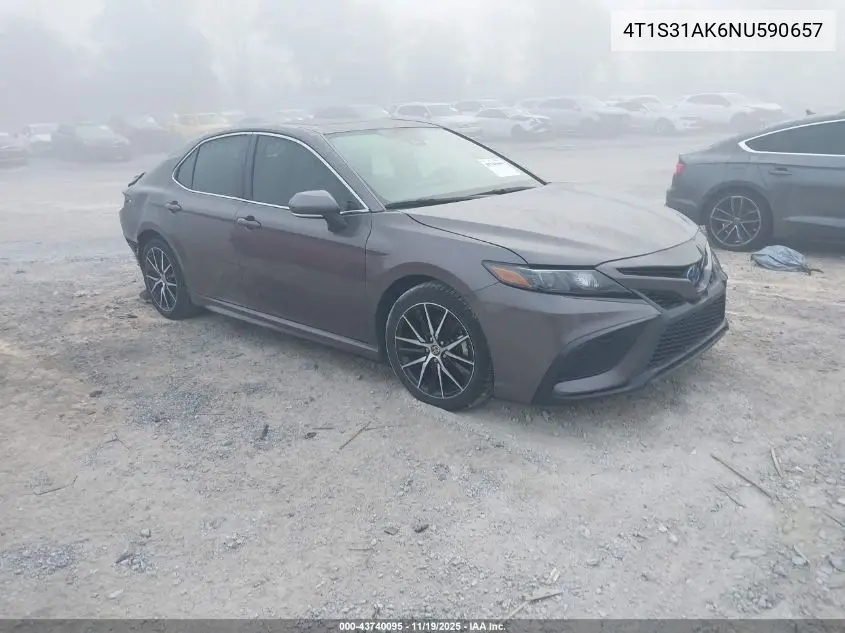 4T1S31AK6NU590657 2022 Toyota Camry Se Hybrid