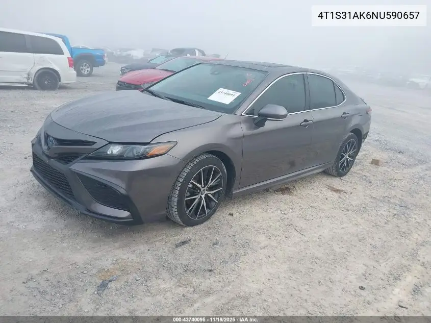 4T1S31AK6NU590657 2022 Toyota Camry Se Hybrid