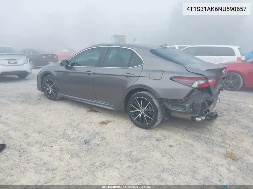 4T1S31AK6NU590657 2022 Toyota Camry Se Hybrid