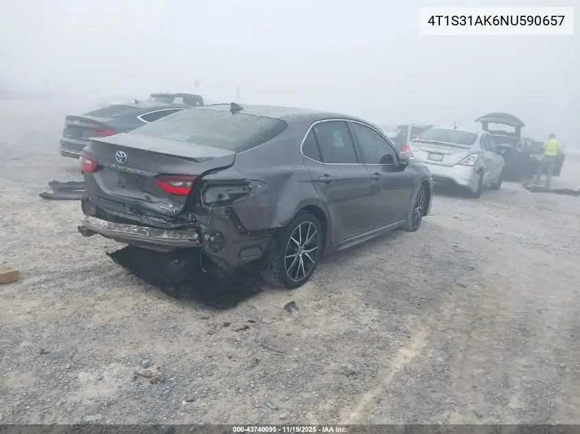 4T1S31AK6NU590657 2022 Toyota Camry Se Hybrid