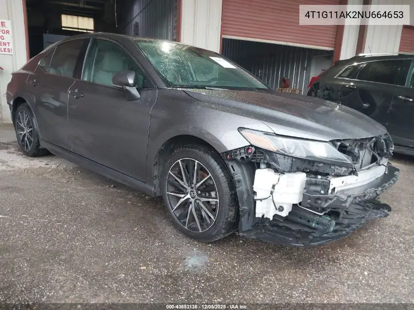 4T1G11AK2NU664653 2022 Toyota Camry Se