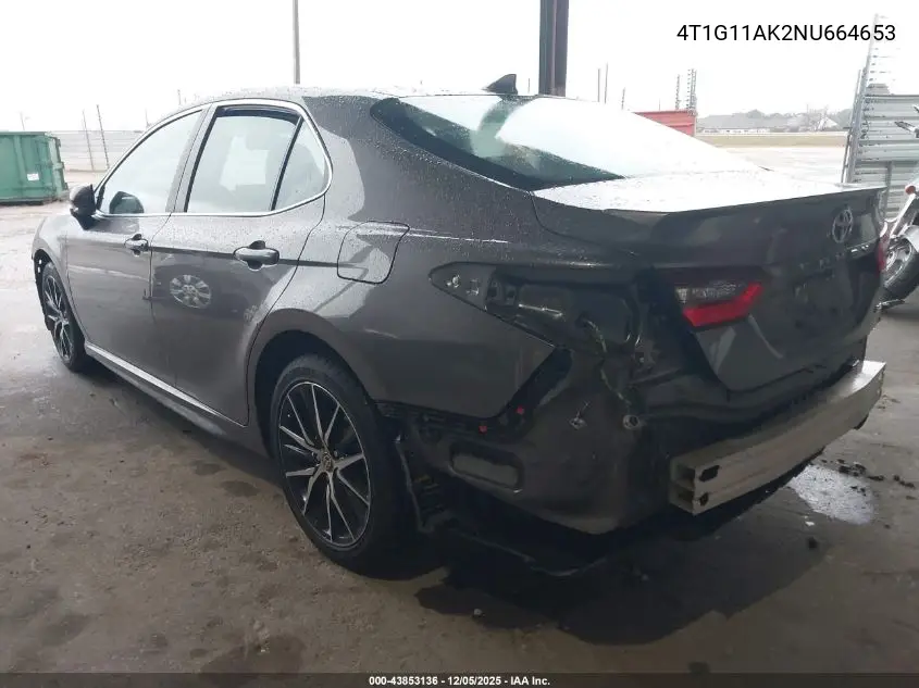 4T1G11AK2NU664653 2022 Toyota Camry Se