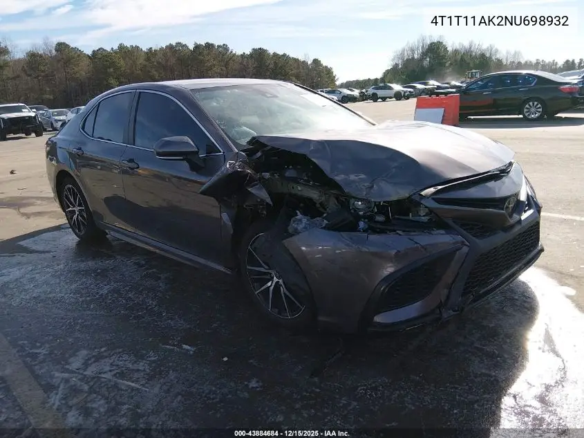 4T1T11AK2NU698932 2022 Toyota Camry Se