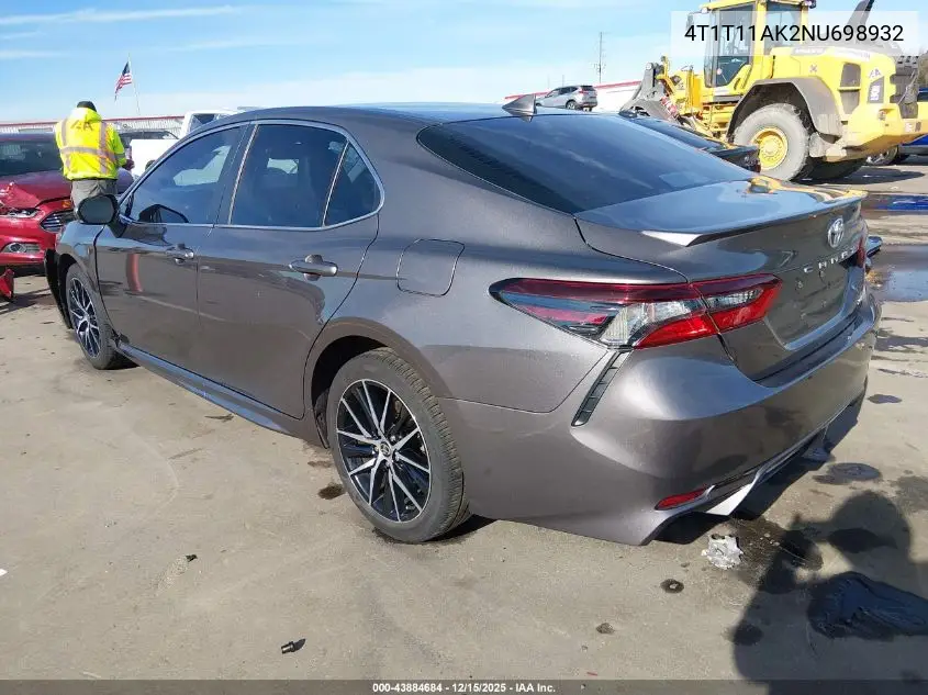 4T1T11AK2NU698932 2022 Toyota Camry Se
