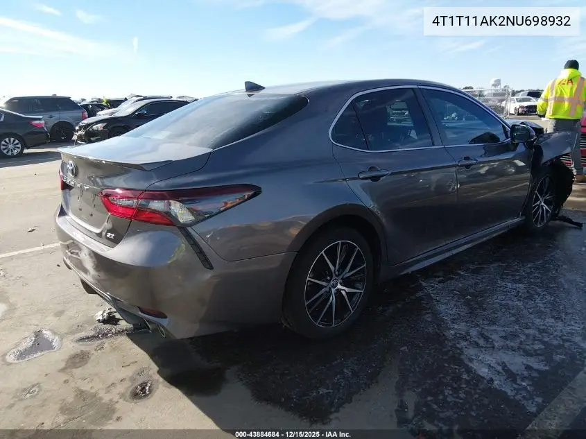4T1T11AK2NU698932 2022 Toyota Camry Se