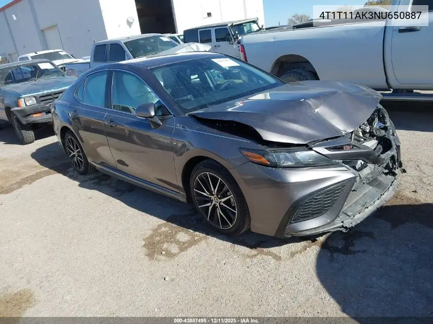 4T1T11AK3NU650887 2022 Toyota Camry Se
