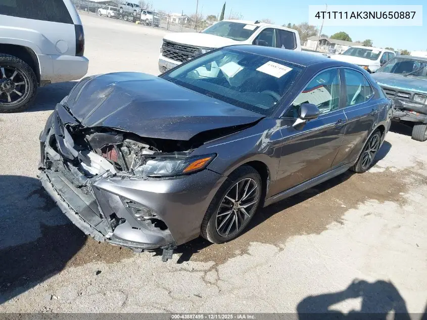 4T1T11AK3NU650887 2022 Toyota Camry Se