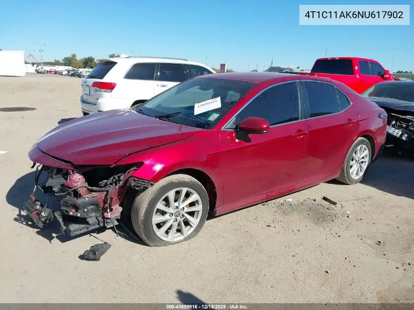 4T1C11AK6NU617902 2022 Toyota Camry Le