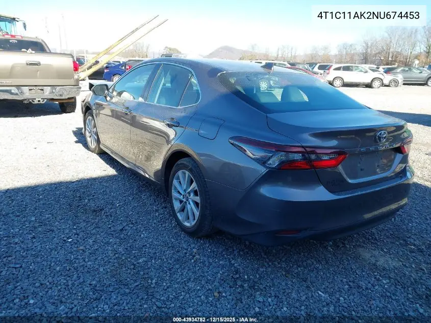 4T1C11AK2NU674453 2022 Toyota Camry Le