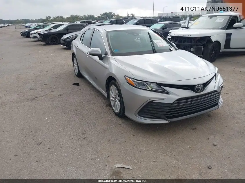 4T1C11AK7NU651377 2022 Toyota Camry Le