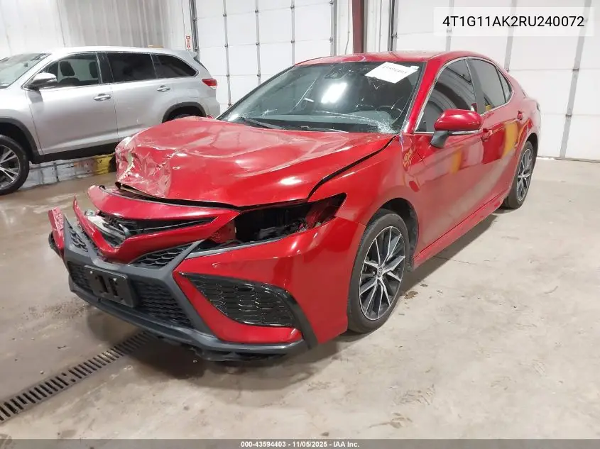 4T1G11AK2RU240072 2024 Toyota Camry Se