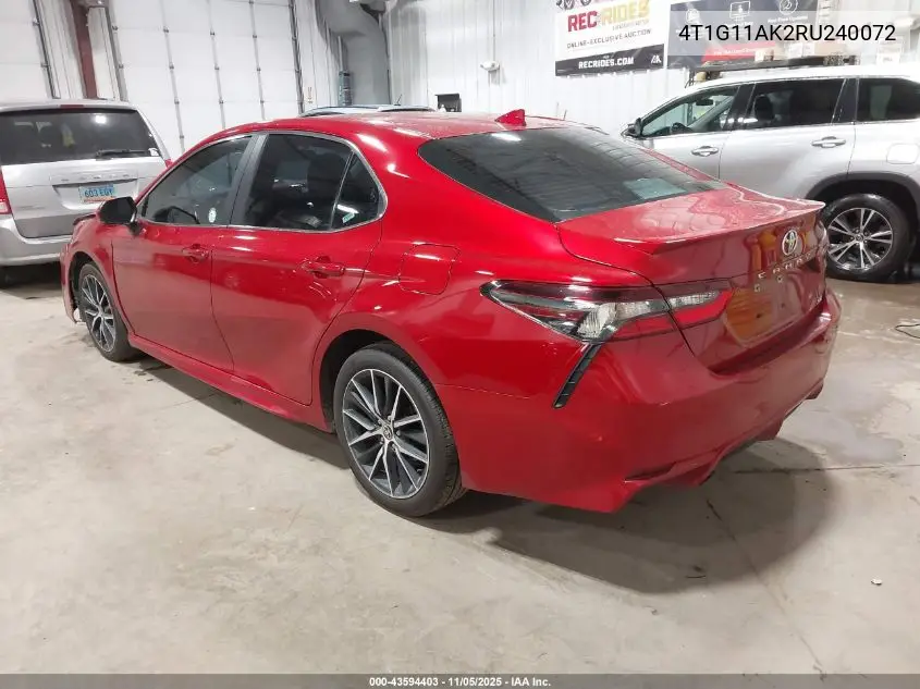 4T1G11AK2RU240072 2024 Toyota Camry Se