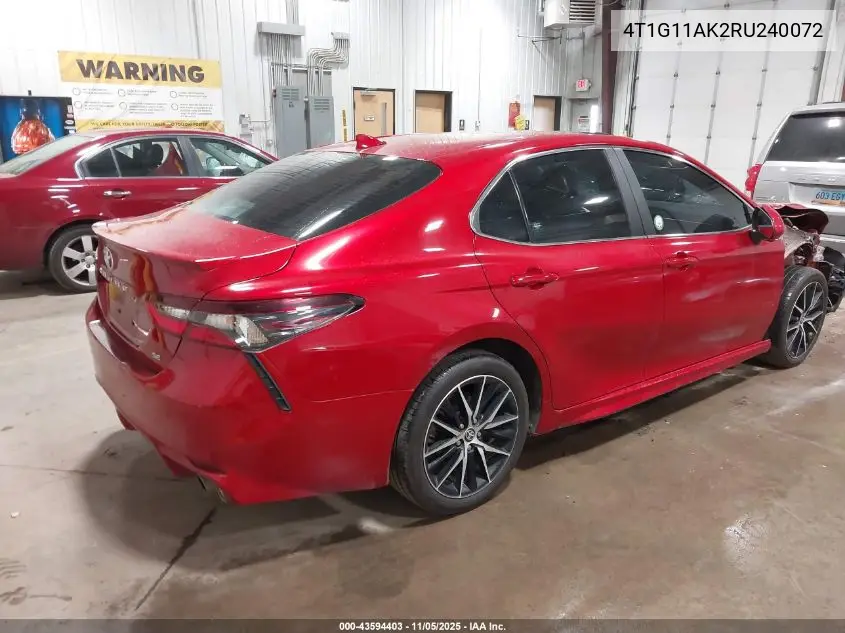 4T1G11AK2RU240072 2024 Toyota Camry Se