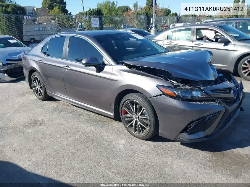 4T1G11AK0RU251412 2024 Toyota Camry Se
