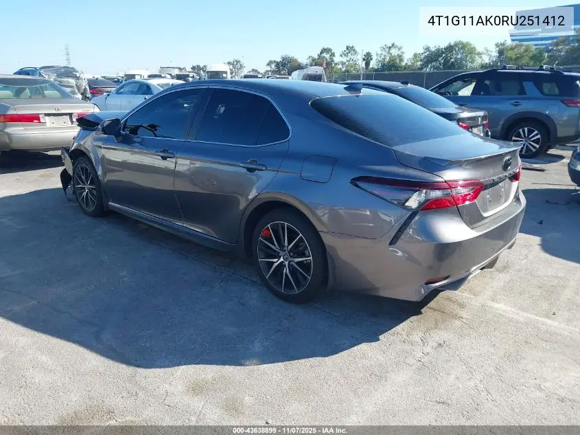 4T1G11AK0RU251412 2024 Toyota Camry Se