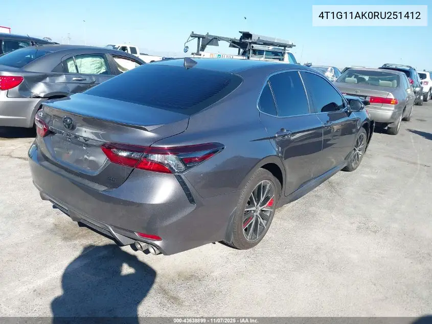 4T1G11AK0RU251412 2024 Toyota Camry Se