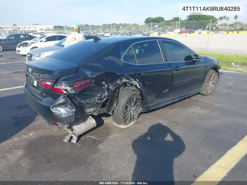4T1T11AK8RU840285 2024 Toyota Camry Se