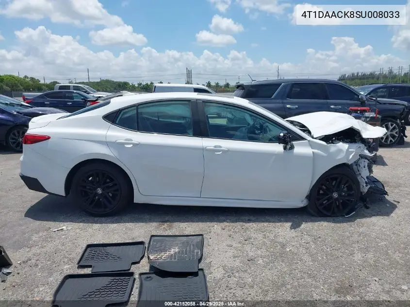 4T1DAACK8SU008033 2025 Toyota Camry Se