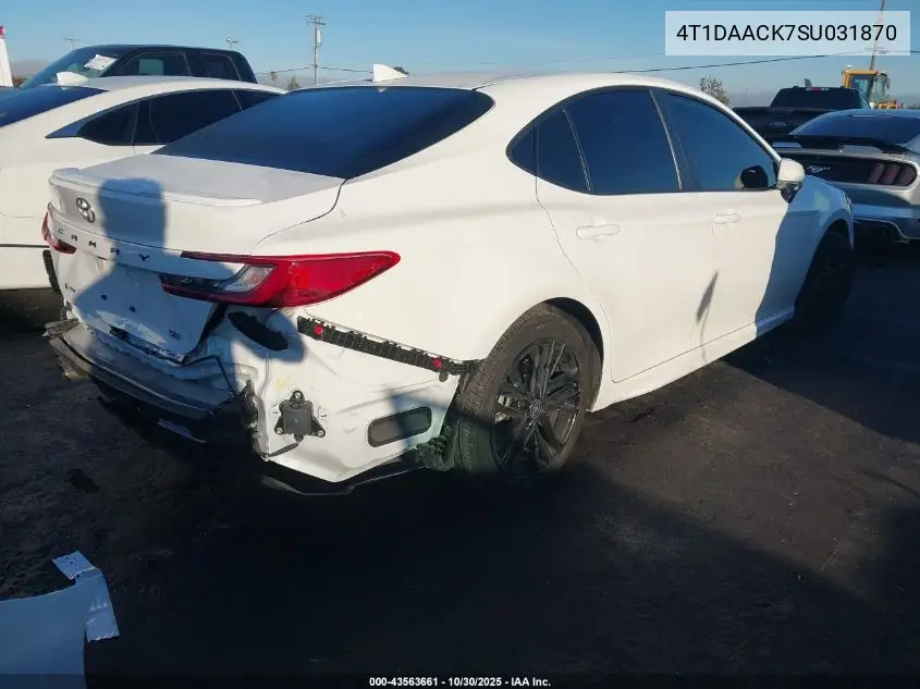 4T1DAACK7SU031870 2025 Toyota Camry Se