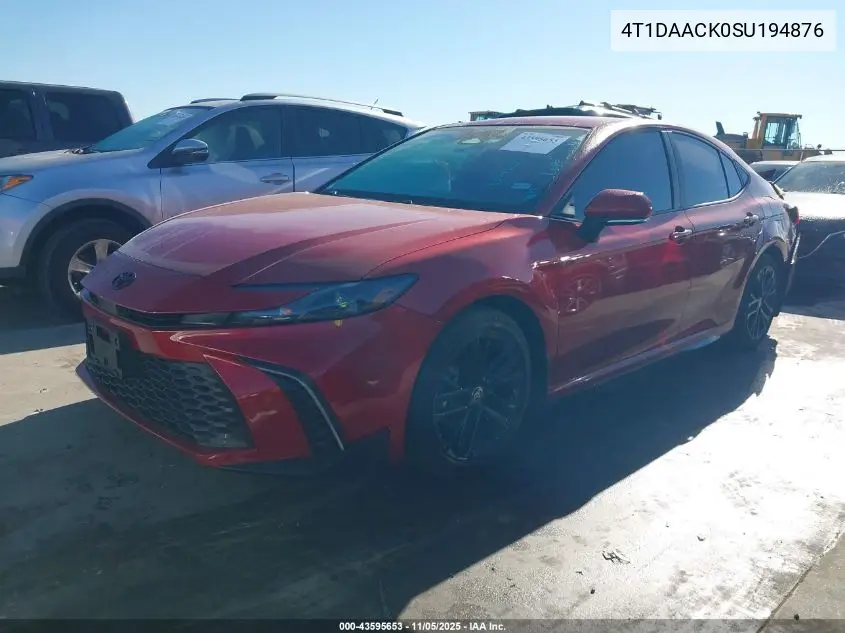 4T1DAACK0SU194876 2025 Toyota Camry Se