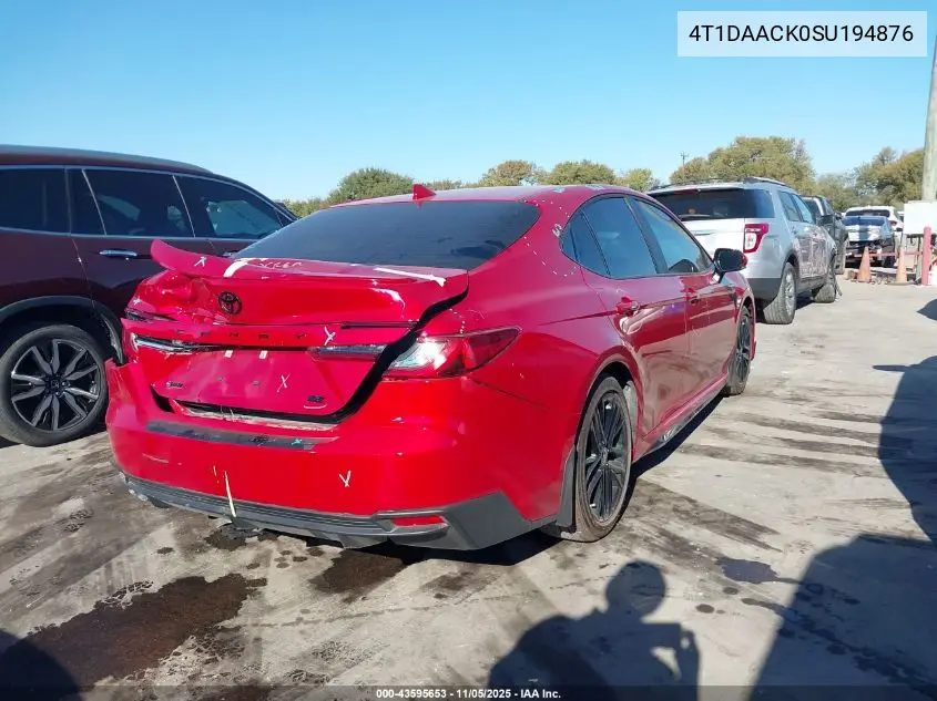4T1DAACK0SU194876 2025 Toyota Camry Se
