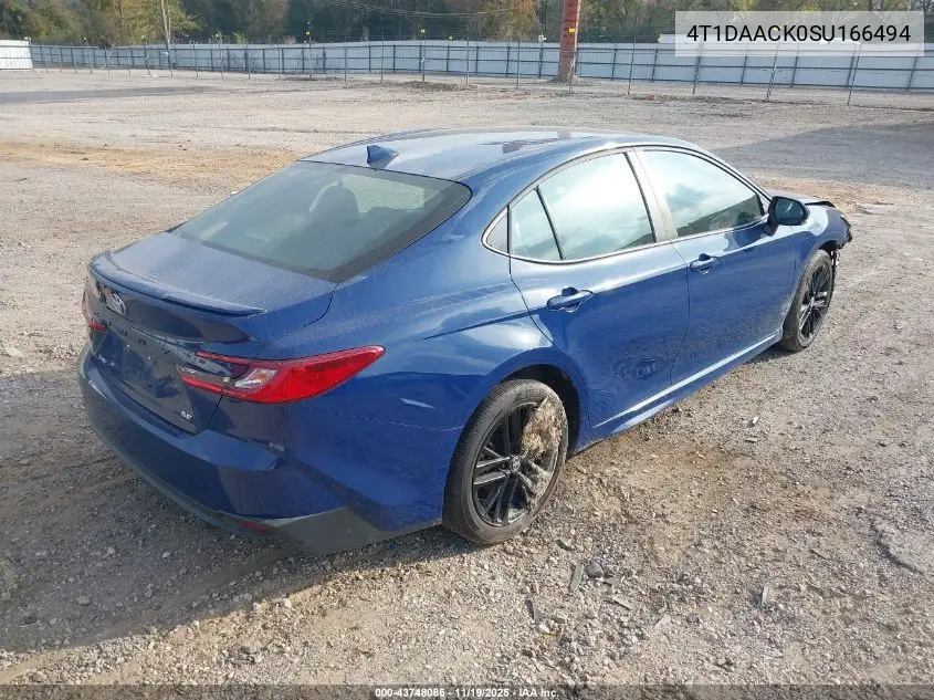 4T1DAACK0SU166494 2025 Toyota Camry Se