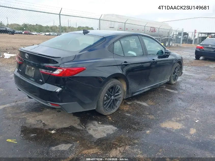 4T1DAACK2SU149681 2025 Toyota Camry Se