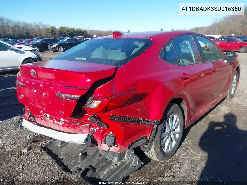 4T1DBADK3SU016360 2025 Toyota Camry Le