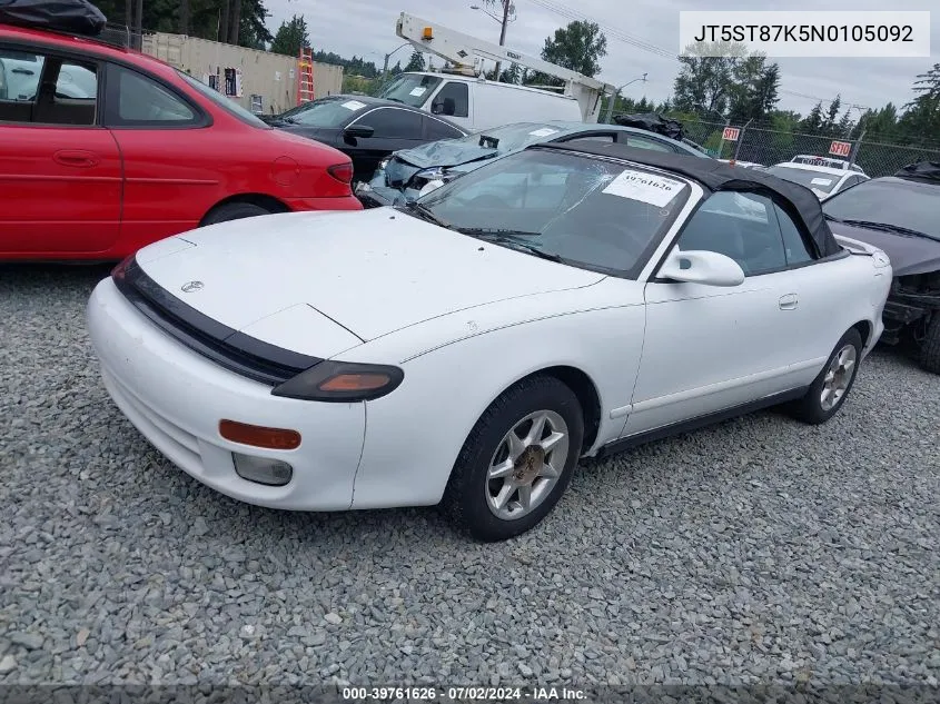 1992 Toyota Celica Gt VIN: JT5ST87K5N0105092 Lot: 39761626