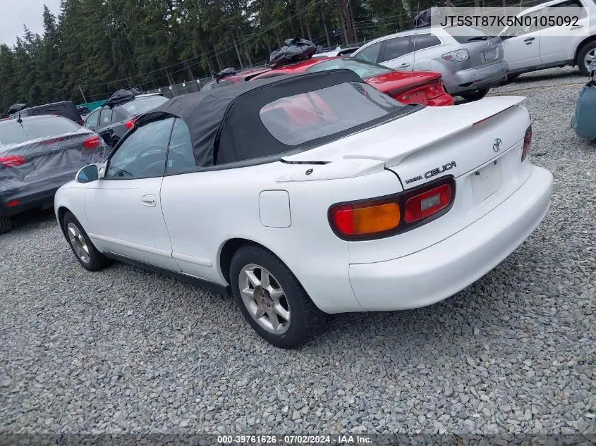 1992 Toyota Celica Gt VIN: JT5ST87K5N0105092 Lot: 39761626