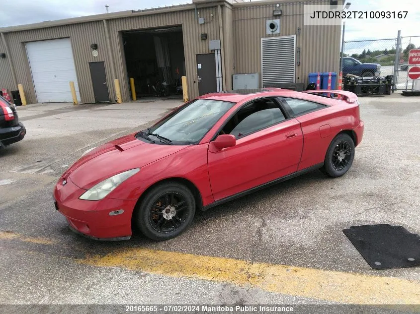 2001 Toyota Celica Gt VIN: JTDDR32T210093167 Lot: 20165665