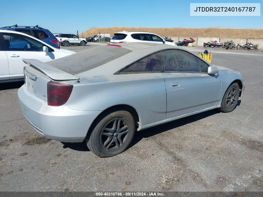 2004 Toyota Celica Gt VIN: JTDDR32T240167787 Lot: 40310786