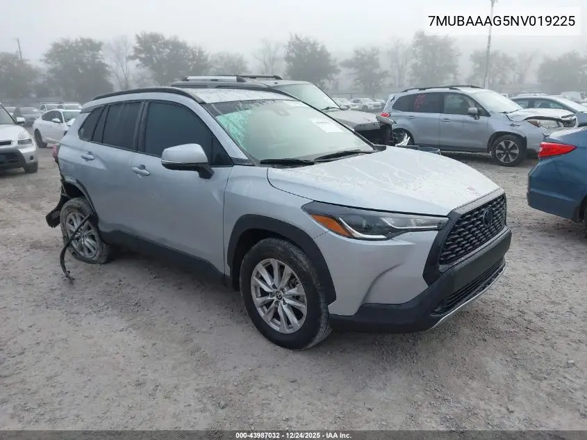7MUBAAAG5NV019225 2022 Toyota Corolla Cross Le
