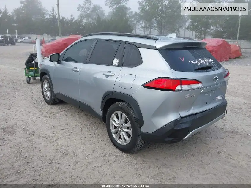 7MUBAAAG5NV019225 2022 Toyota Corolla Cross Le