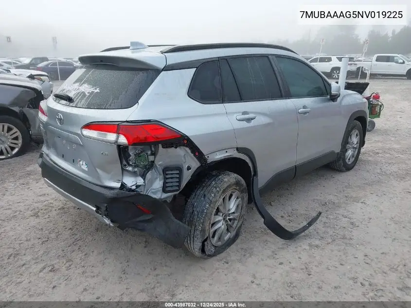 7MUBAAAG5NV019225 2022 Toyota Corolla Cross Le