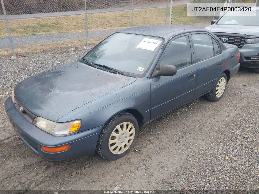 JT2AE04E4P0003420 1993 Toyota Corolla