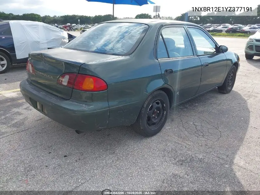1NXBR12E1YZ377191 2000 Toyota Corolla Ve