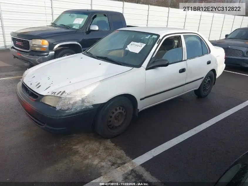 2T1BR12E2YC312822 2000 Toyota Corolla Ce