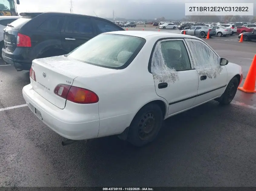 2T1BR12E2YC312822 2000 Toyota Corolla Ce