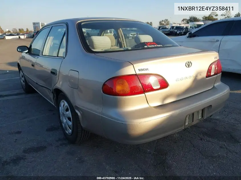 1NXBR12E4YZ358411 2000 Toyota Corolla Ce